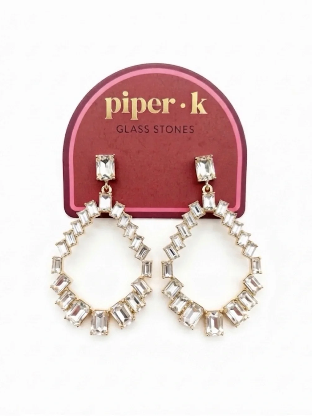 NWT ⚜️💎⚜️ Piper K Teardrop Glass Stones Statement Earrings